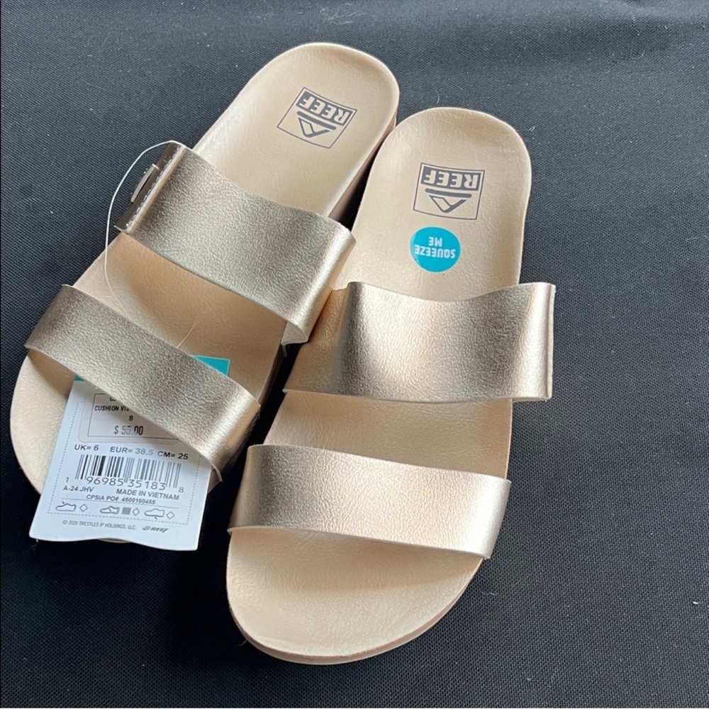 Reef Women's Metallic Gold Slide Sandals